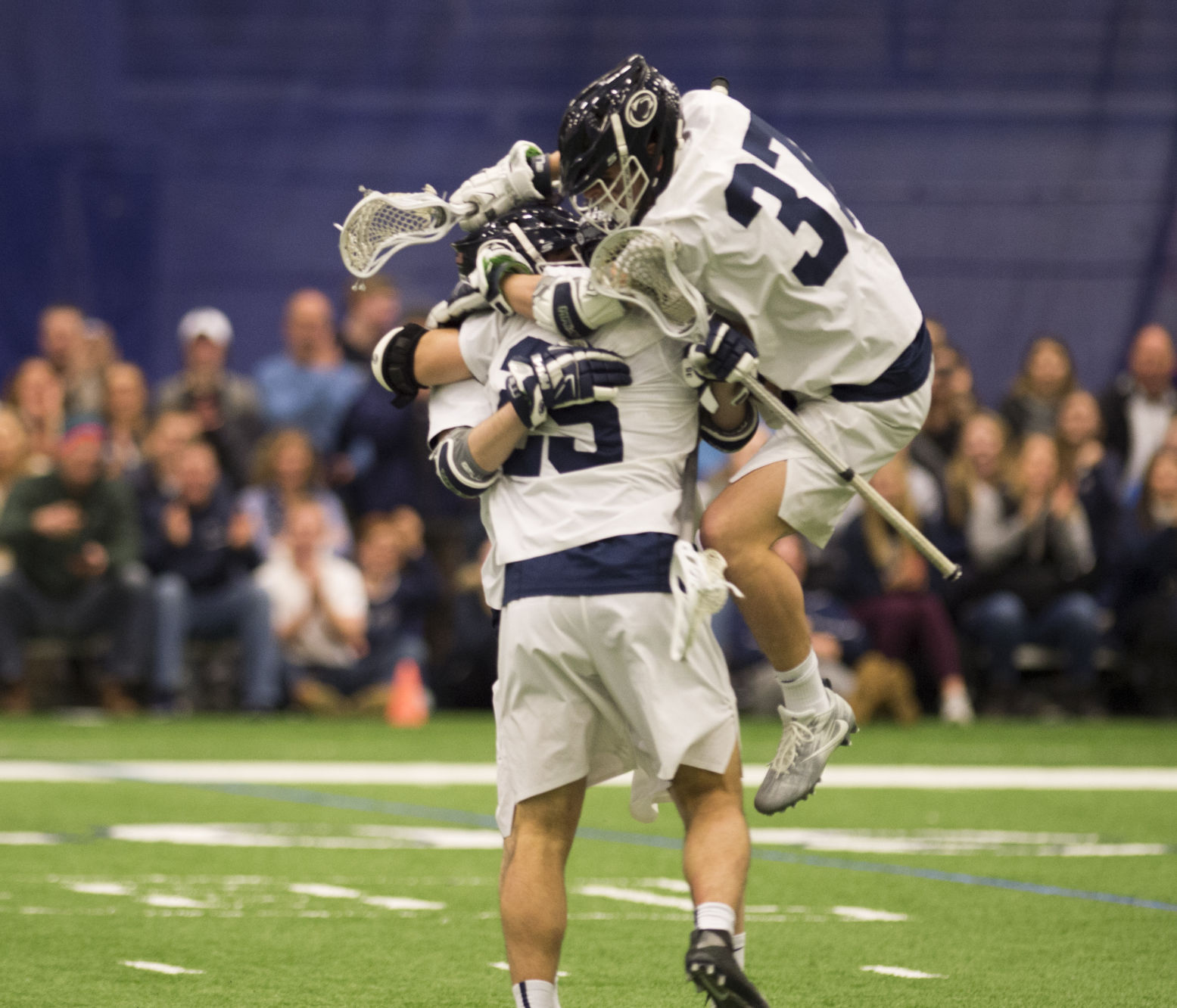 Men's Lacrosse vs. Hobart, Sabia (25) and Burns (37)